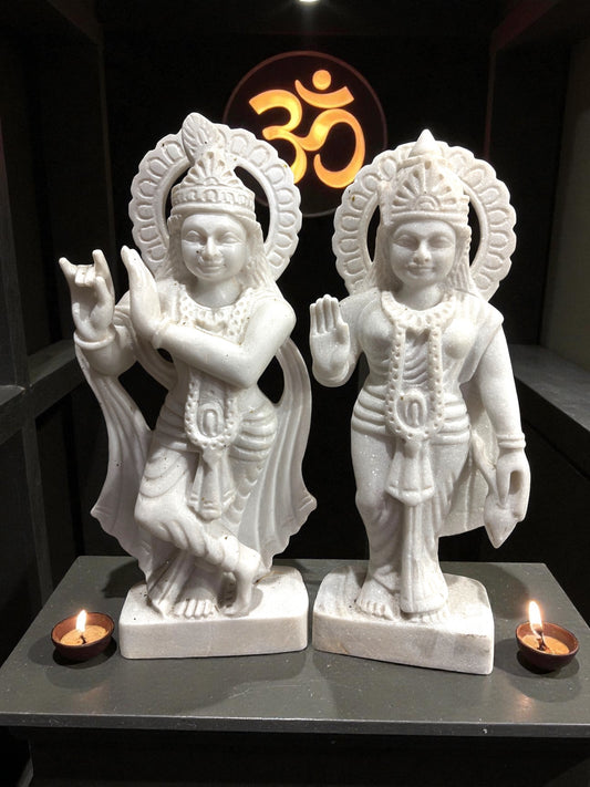 Radha Krishna (Unpainted) '15 Inch' (Pure Marble)