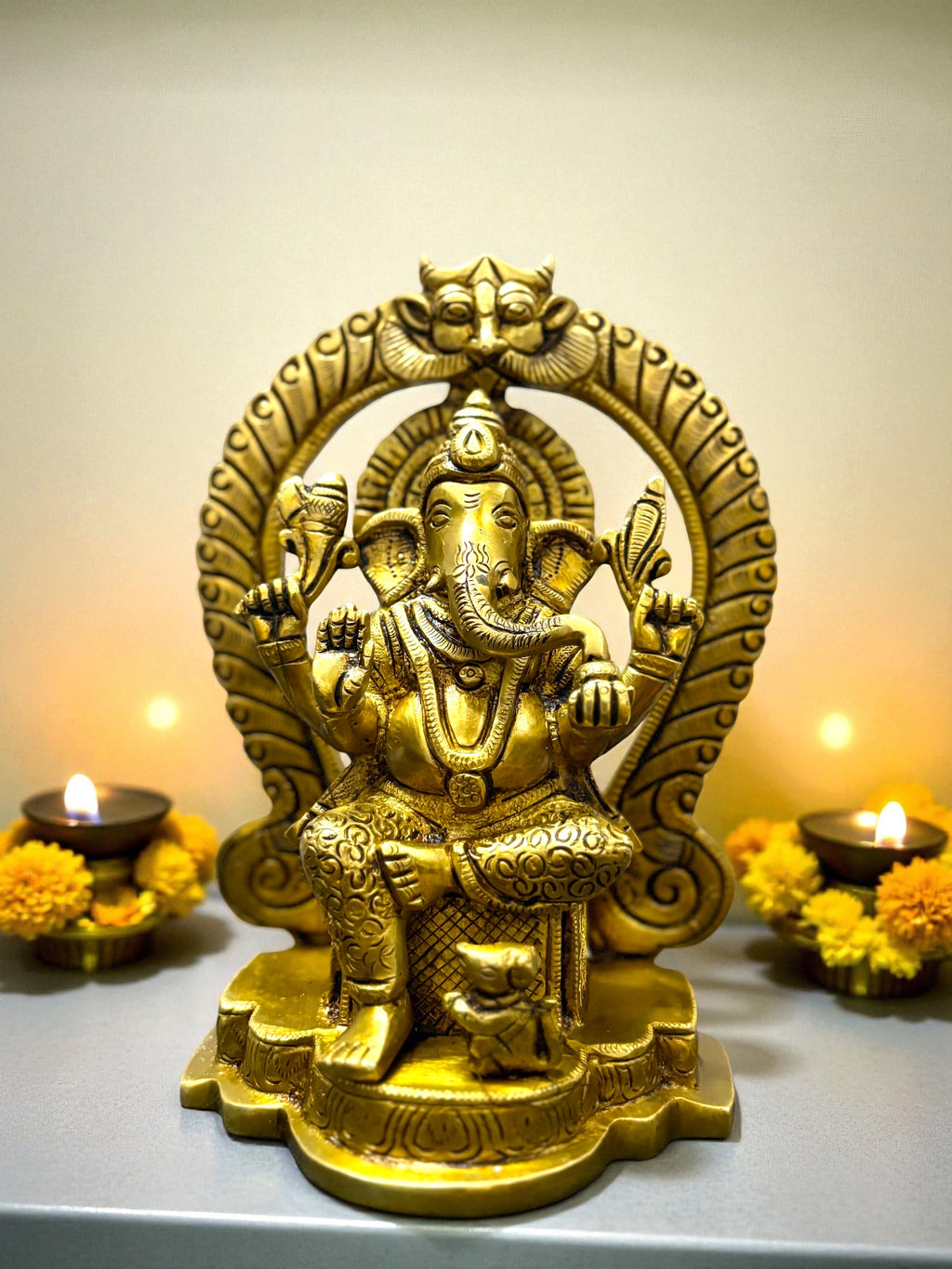 Lakshmi Ganesh '7 Inch' (Pure Brass)
