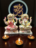 Lakshmi Ganesh '4 Inch' (Pure Marble)
