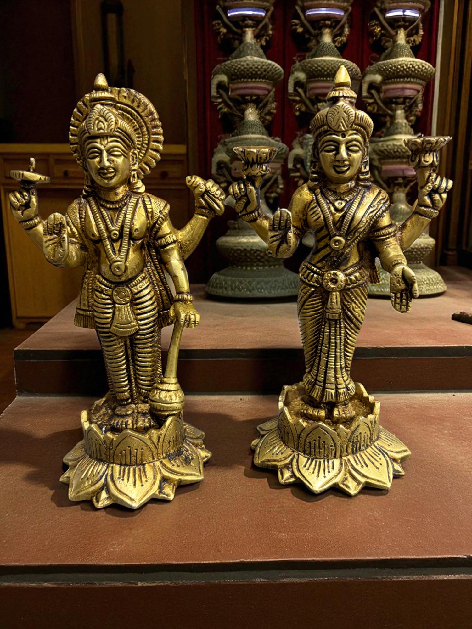 Lord Vishnu & Goddess Lakshmi ' 7Inch' ( Pure Brass)
