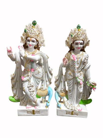2.5 Ft Pure Marble Radha Krishna Idol